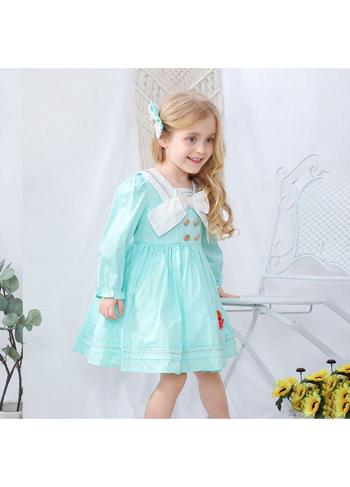 2021 spring new girl's dress Lolita Spanish children's princess skirt cartoon embroidery children's skirt 