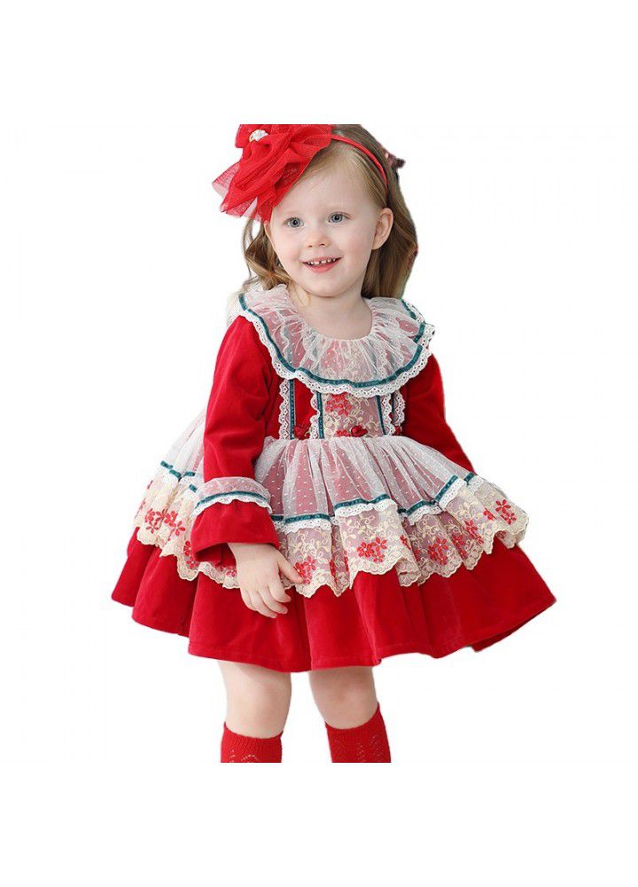 2020 winter new Christmas Dress European and American Lolita children's custom children's Spanish princess skirt 