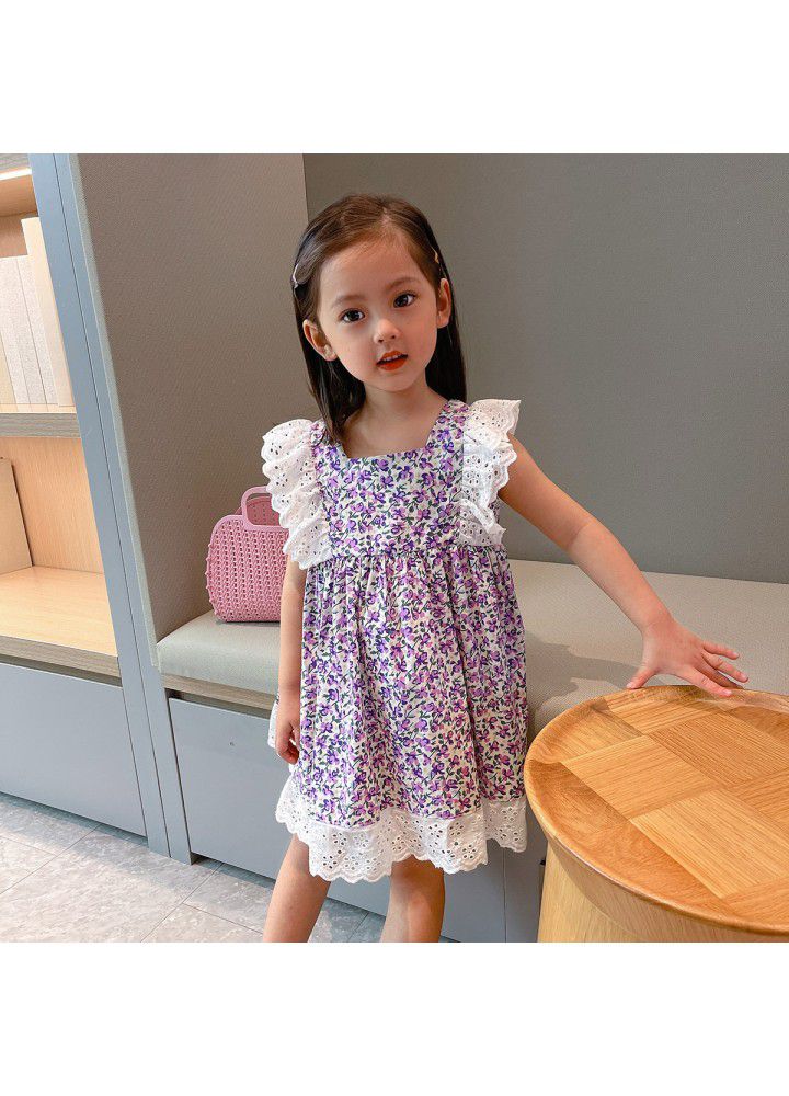 Girls' sleeveless dress 2021 summer new children's foreign style floral skirt 