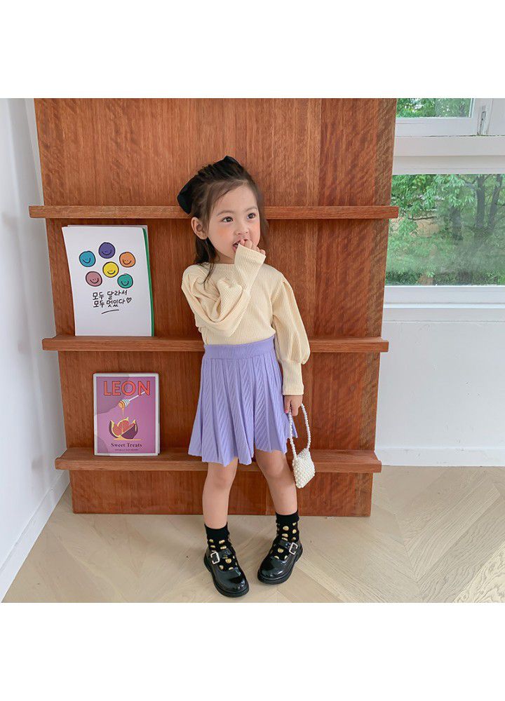 Girls' wool skirt 2020 autumn new children's knitting pleated skirt 
