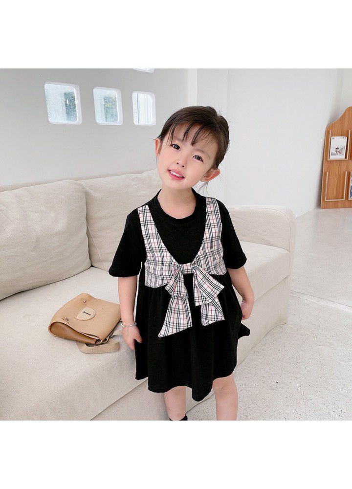 Girls' short sleeve dress 2021 summer new cute T-shirt skirt for children 