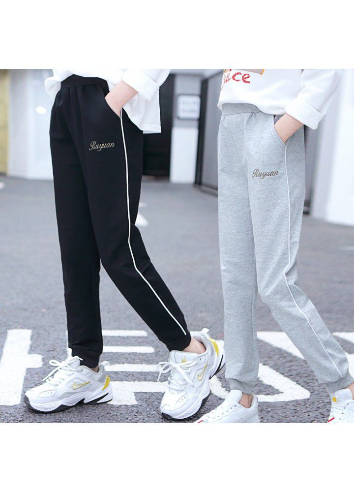 Children's clothing girls' pants spring clothing children's sports pants loose middle school children's casual pants pure cotton spring and autumn girls' pants 