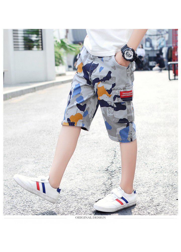 Children's camouflage pants 2021 new boys' overalls summer new Capris boys' casual pants 