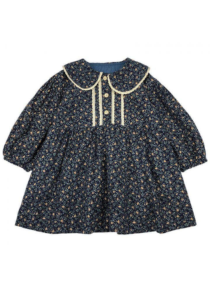 Girls' floral long sleeve dress autumn and winter 2020 new children's foreign style skirt 