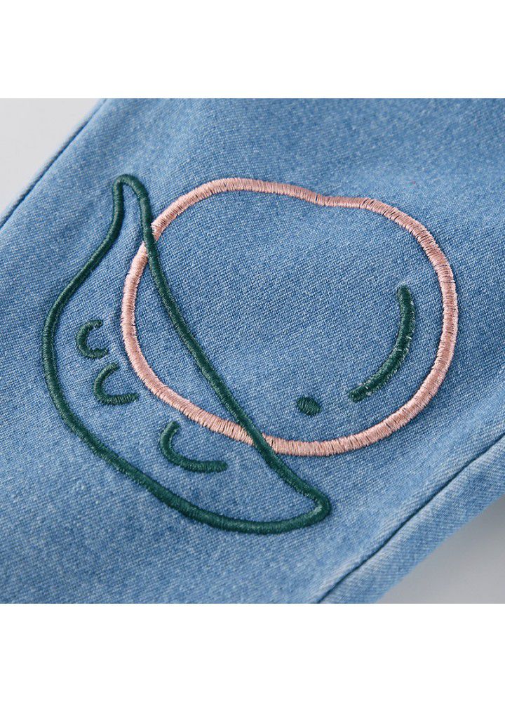 Amila children's new spring baby soft Jeans Girls' foreign style embroidery pants children's spring wear 