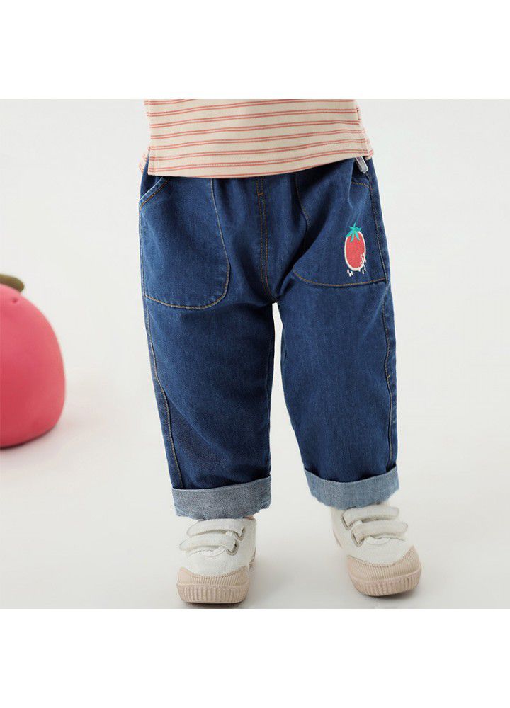 Amila children's wear 2021 new autumn dress baby girl jeans girl pants foreign style spring and autumn trousers