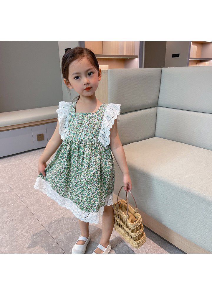 Girls' sleeveless dress 2021 summer new children's foreign style floral skirt 