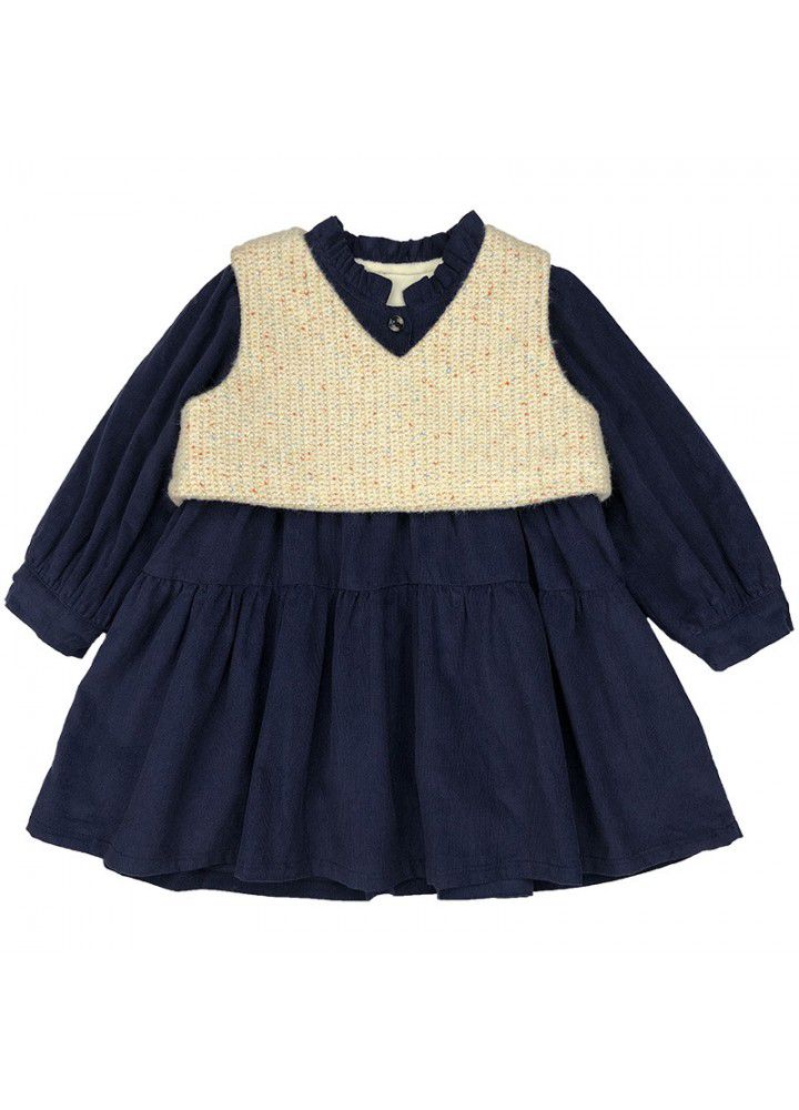Children's clothing 2020 new children's autumn and winter net red suit girls corduroy blouse two piece baby winter dress skirt 