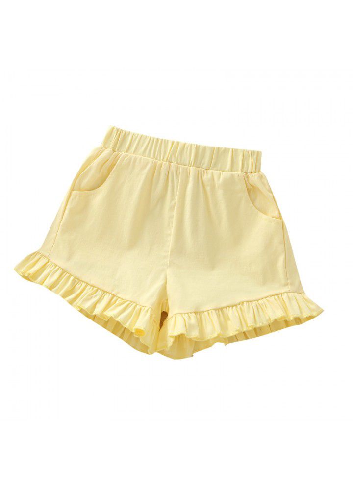 2021 summer new children's wear girls' shorts Korean casual elastic hot pants solid color fashion pants 