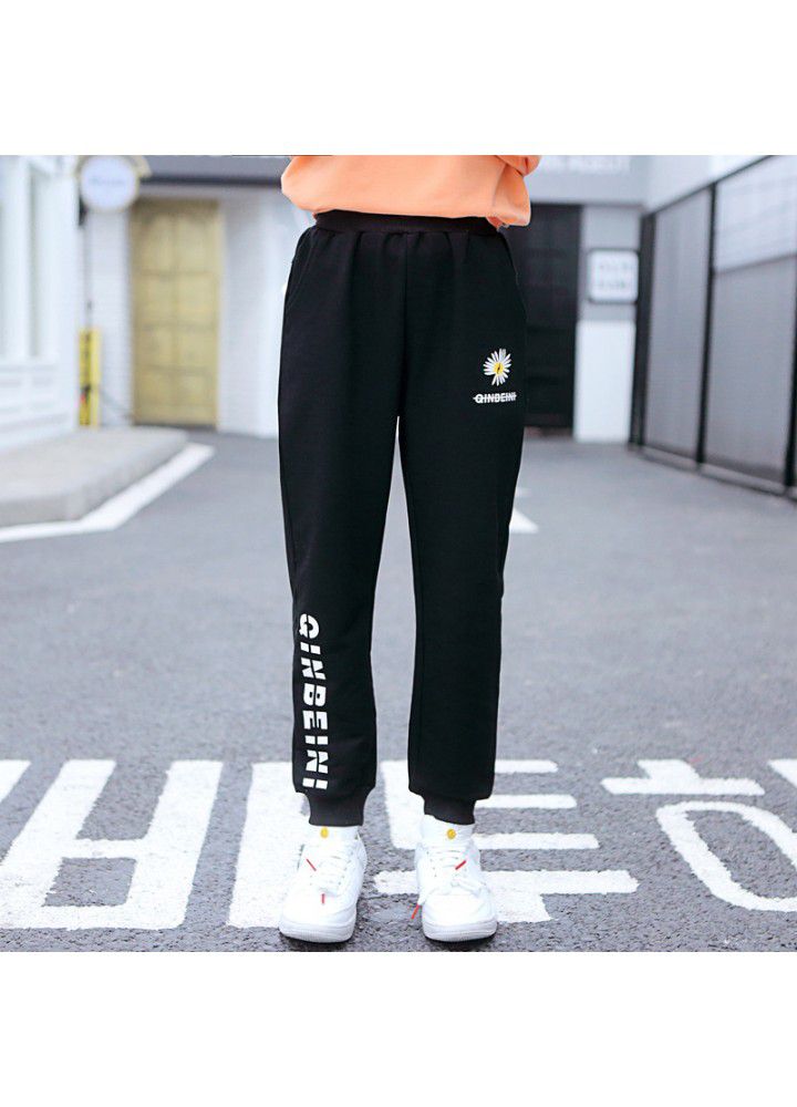 Girls' sports pants spring and autumn 2020 new versatile girls' loose cotton casual pants children's pants 