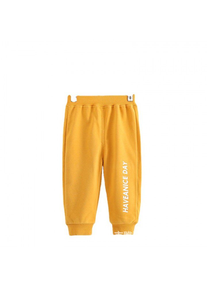 New children's spring and autumn sports pants solid color leisure sports pants Korean loose pants for boys and girls 
