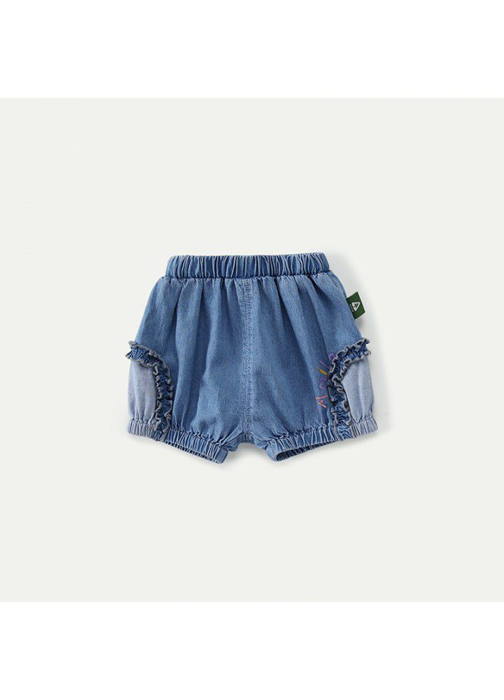 Amila children's printed shorts summer girls' exotic flower bud Pants Girls' wide leg shorts 