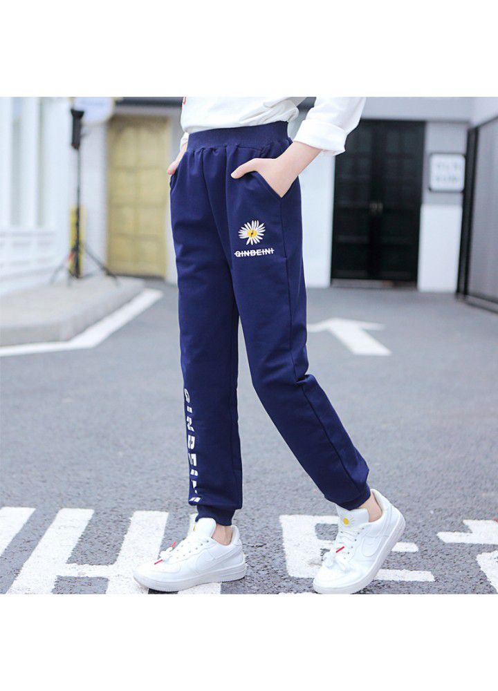 Girls' sports pants spring and autumn 2020 new versatile girls' loose cotton casual pants children's pants 