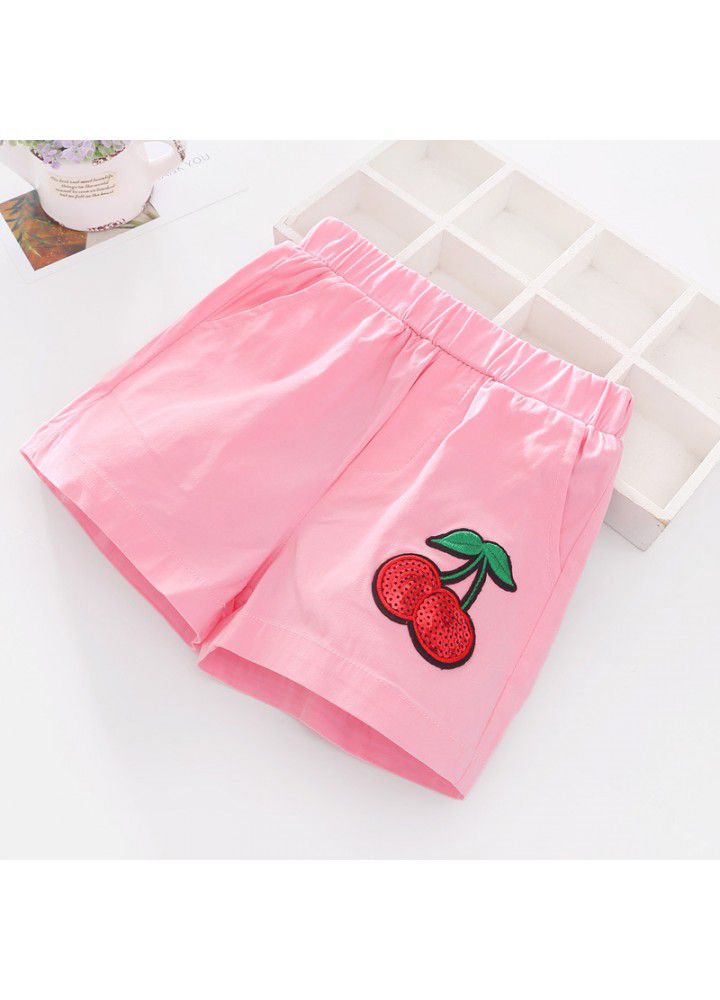 Girls' shorts summer new Korean version Chinese big children's candy color shorts middle waist beach pants 