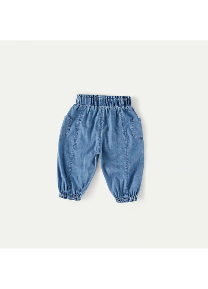 Amila 2021 summer thin children's jeans legged pants baby girl elastic casual pants 0-5 years old 