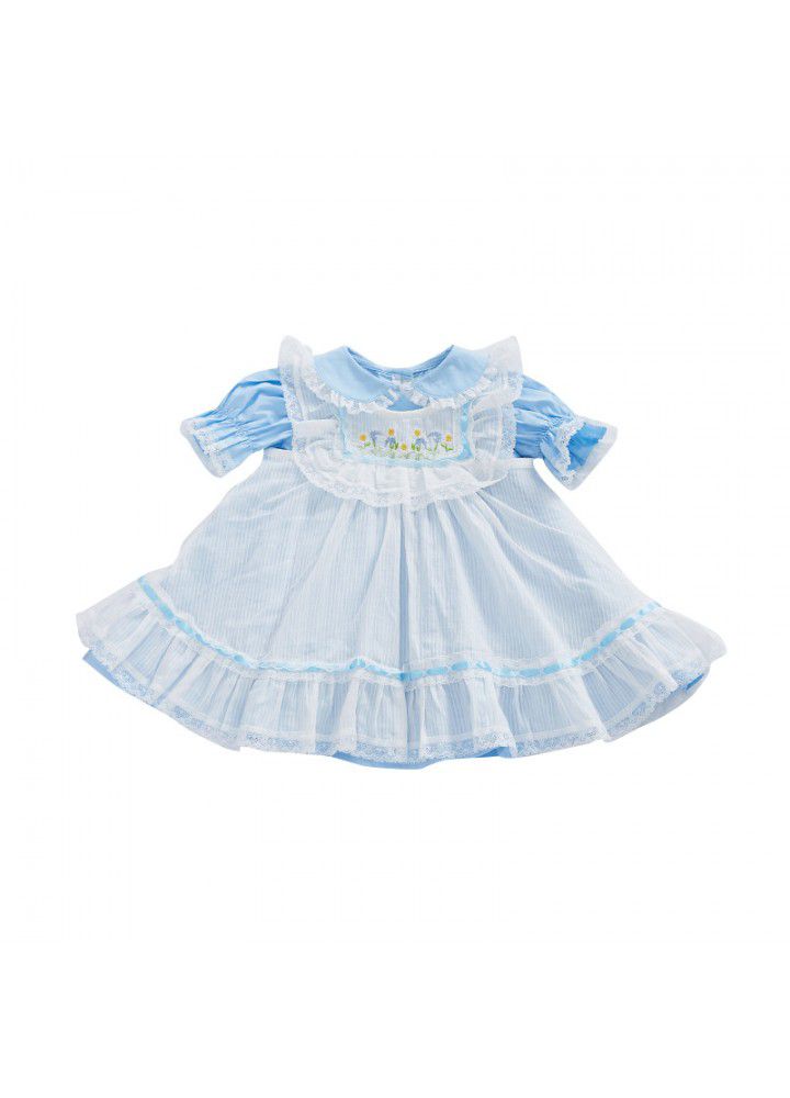 2021 summer children's European and American mesh princess skirt lovely Embroidery Flower Baby Girl Dress 