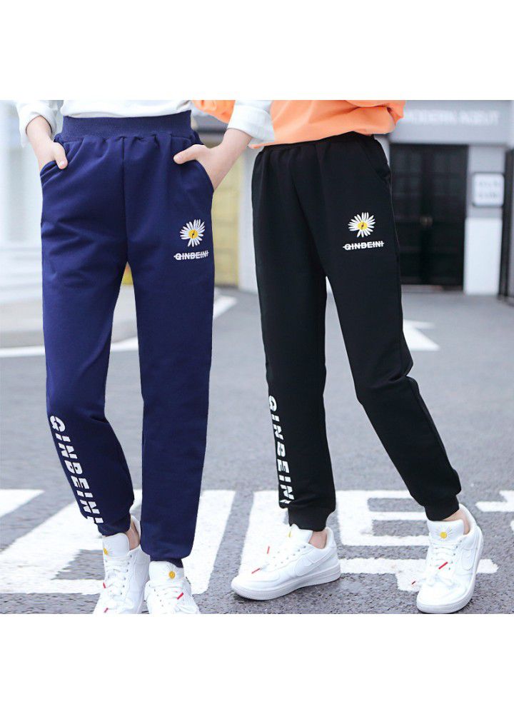 Girls' sports pants spring and autumn 2020 new versatile girls' loose cotton casual pants children's pants 