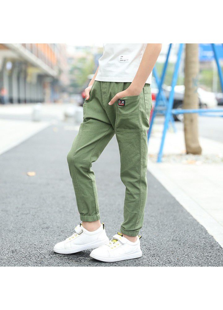 Boys' Capris 2021 Summer Boys' anti mosquito trousers Imitation cotton and hemp leisure trousers wholesale 