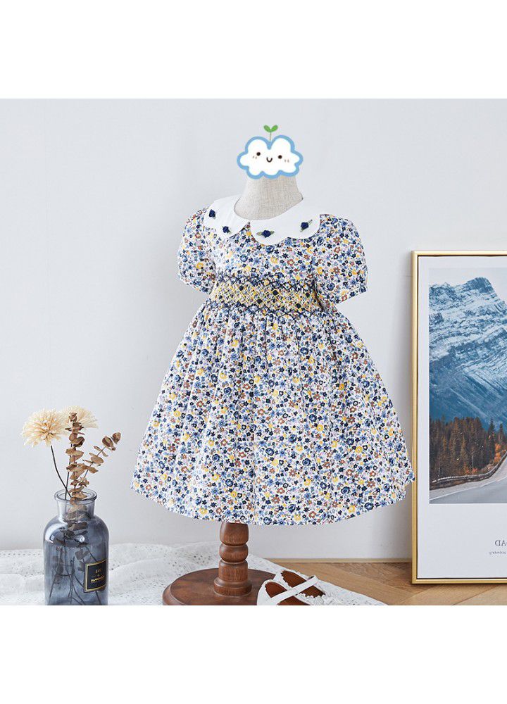 2021 summer new European and American children's dress hand embroidered children's Princess Dress