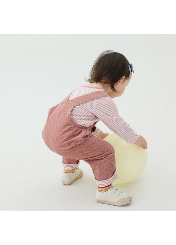 Amila children's wear 2021 autumn new baby girls' soft and lovely suspenders T-shirt girls' suit
