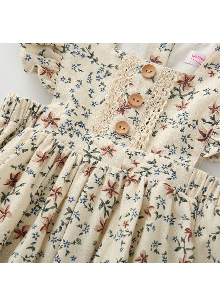 2021 summer new children's dress European and American children's dress floral children's skirt medium length printed girl's dress 