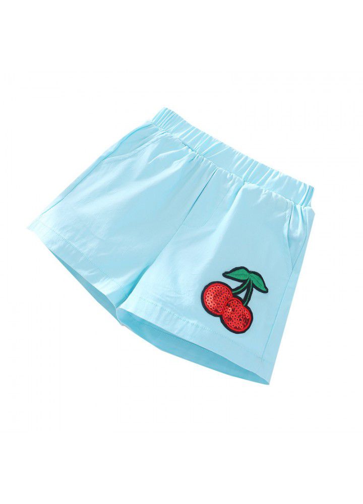 Girls' shorts summer new Korean version Chinese big children's candy color shorts middle waist beach pants 