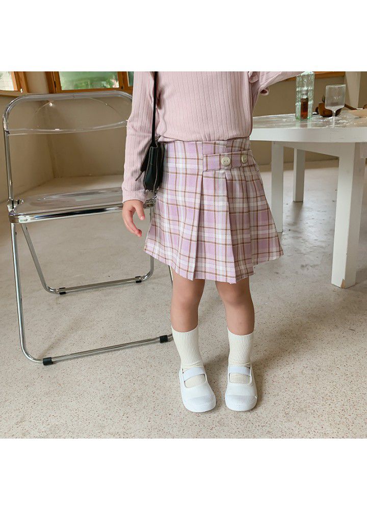 Girls' plaid skirt autumn 2020 new children's foreign style pleated skirt 