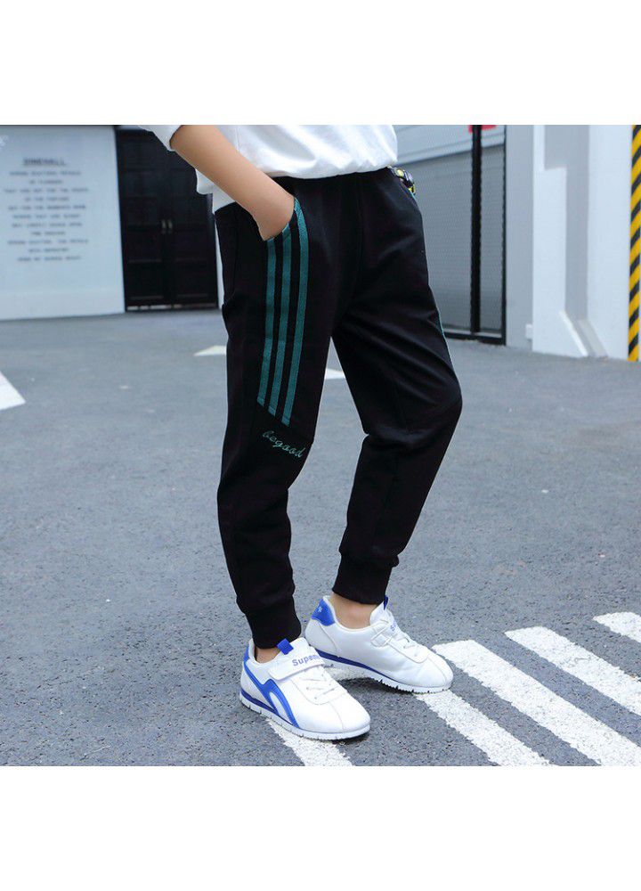 Boys' pants 2021 spring and autumn new cotton cover children's sports pants 