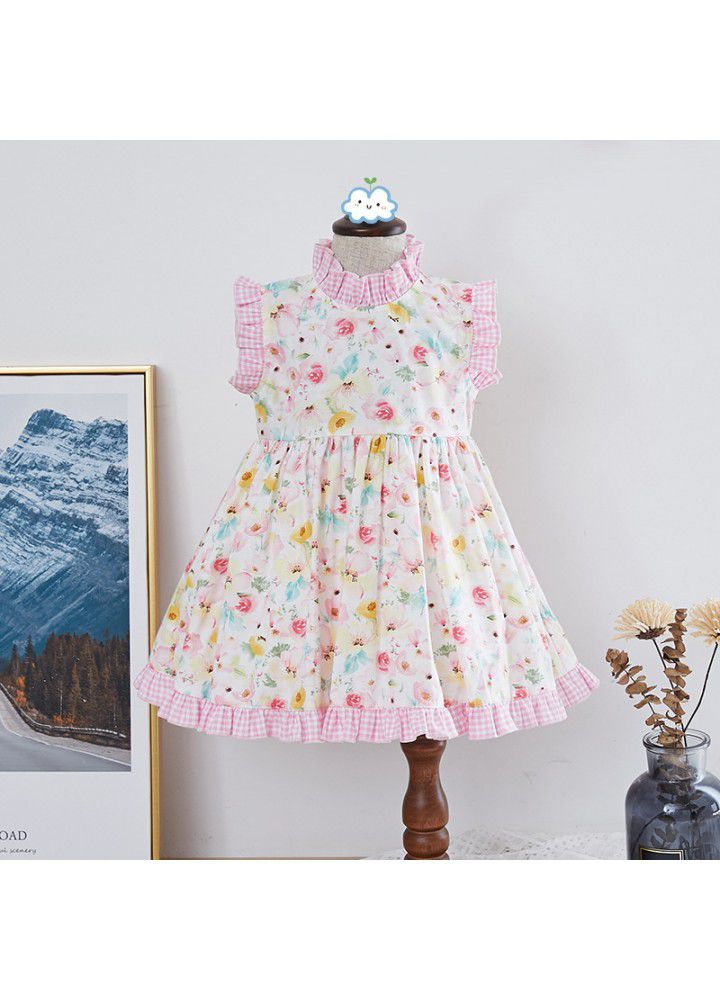 Girls' dress European and American children's dress 2021 new summer sleeveless floral skirt small fresh children's dress