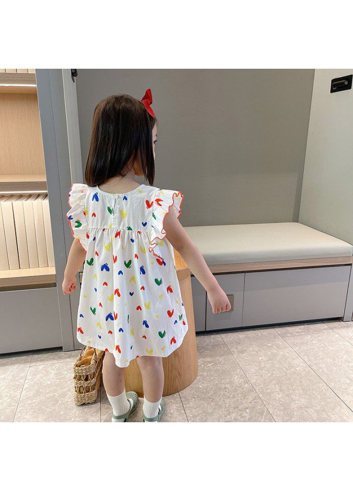 Girls' summer dress 2021 new children's Korean love print sleeveless skirt 