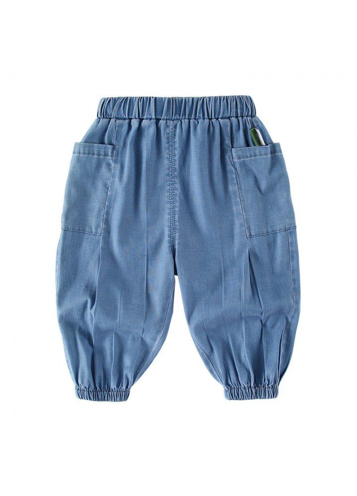 Amila children's clothing boys' 2021 summer new thin casual pants pants small and medium sized boy's anti mosquito pants 