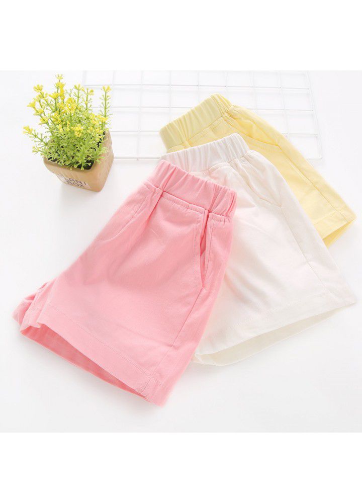 2021 summer new children's wear girls' shorts Korean casual elastic hot pants solid color fashion pants 