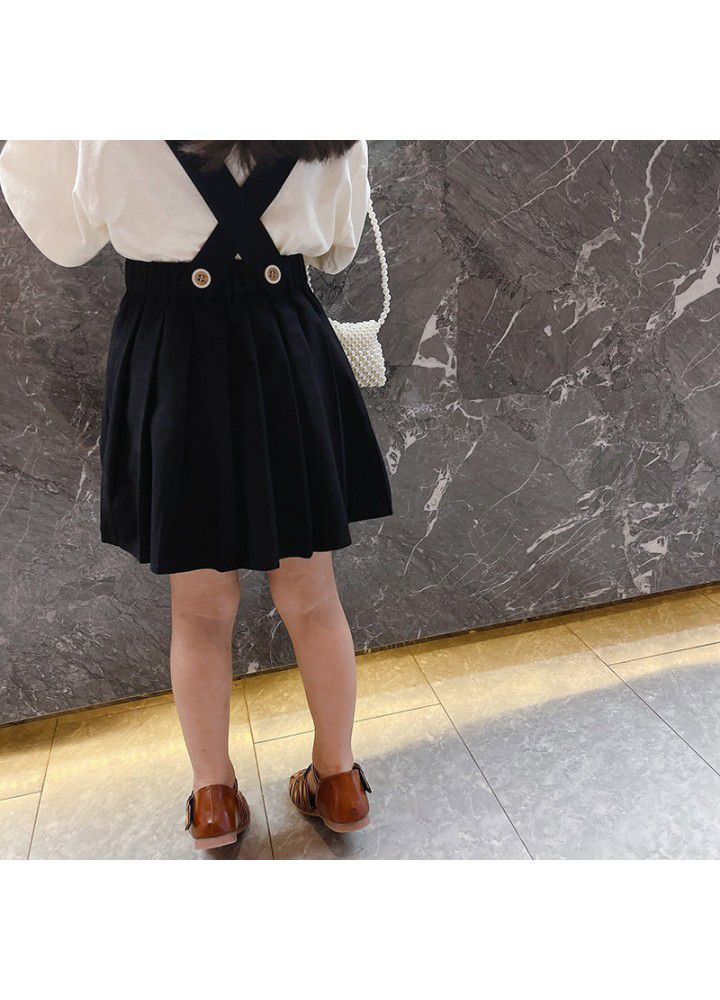 Girl's pleated skirt with straps new style in summer 2021 children's detachable skirt with straps children's fashion 