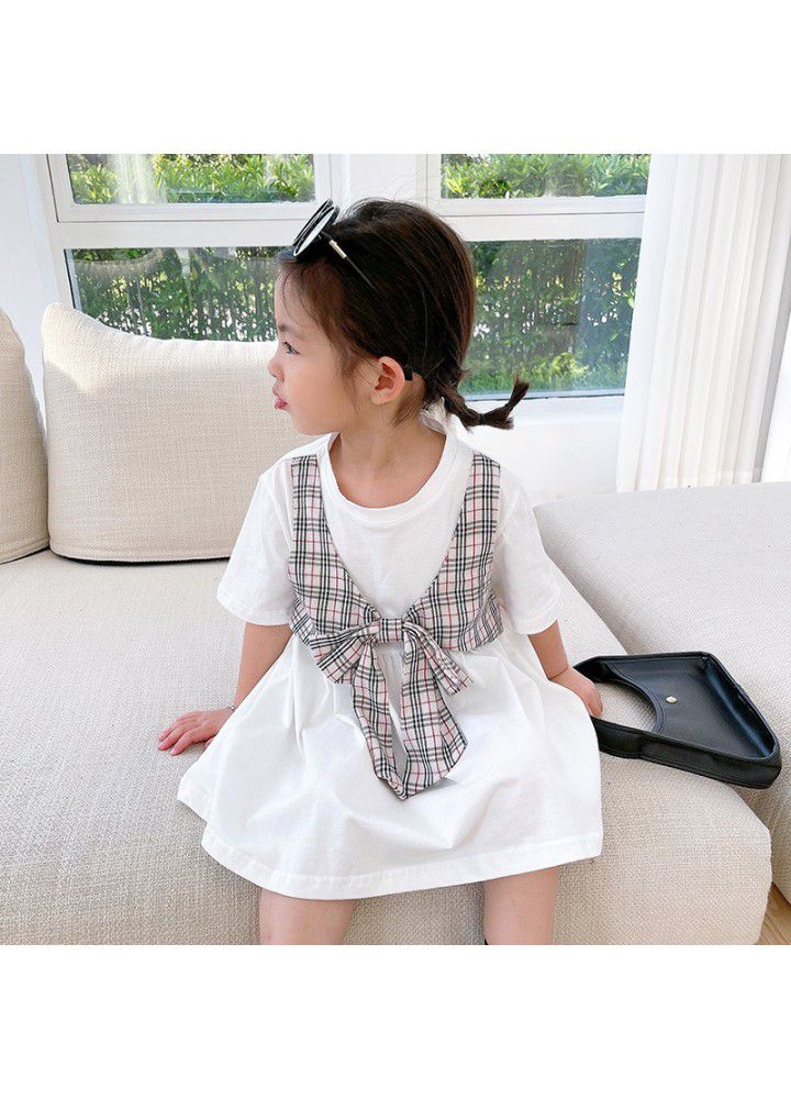 Girls' short sleeve dress 2021 summer new cute T-shirt skirt for children 