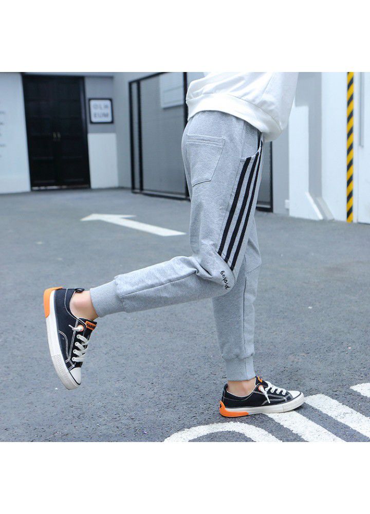 Boys' pants 2021 spring and autumn new cotton cover children's sports pants 