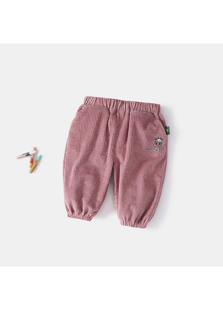 Amila children's clothing 2021 spring new baby girls' casual pants girls' trousers spring corduroy 