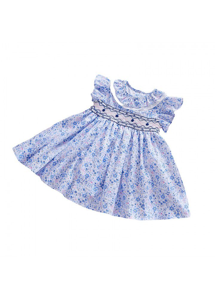 Girls' floral dress children's flying sleeve princess skirt 
