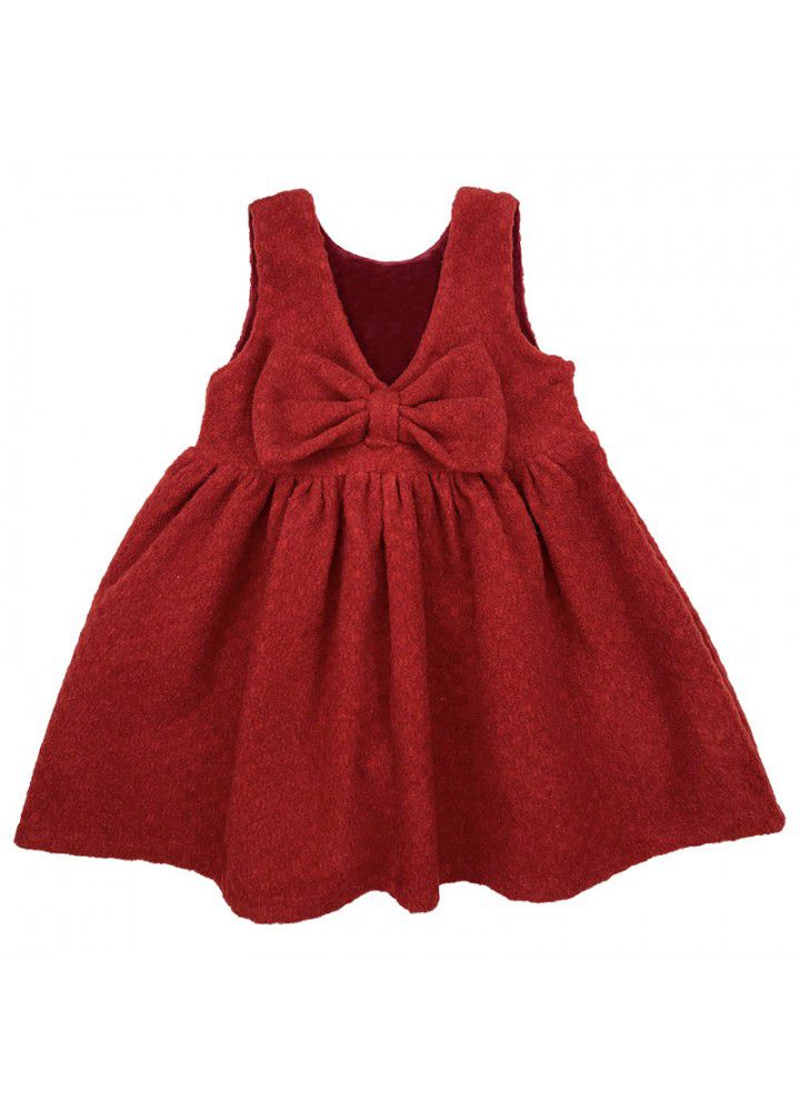 Girls' dress autumn winter 2020 new children's solid color vest skirt princess skirt baby girl's winter skirt Plush 