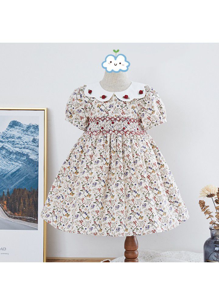 2021 summer new European and American children's dress hand embroidered children's Princess Dress