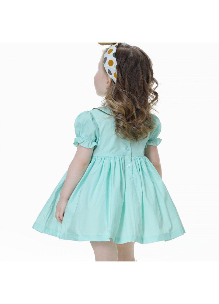 2021 children's solid color children's skirt children's summer Princess Dress summer hand embroidered girl's dress 