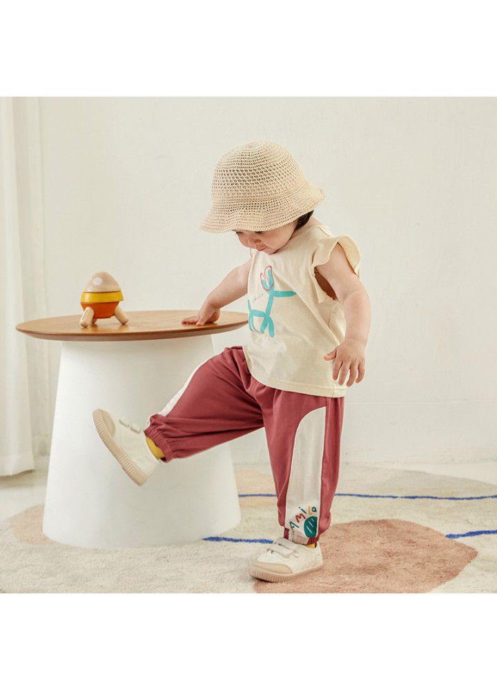 Amila girls' sports pants 2021 summer thin children's leisure pants female baby foreign style baby mosquito proof pants 