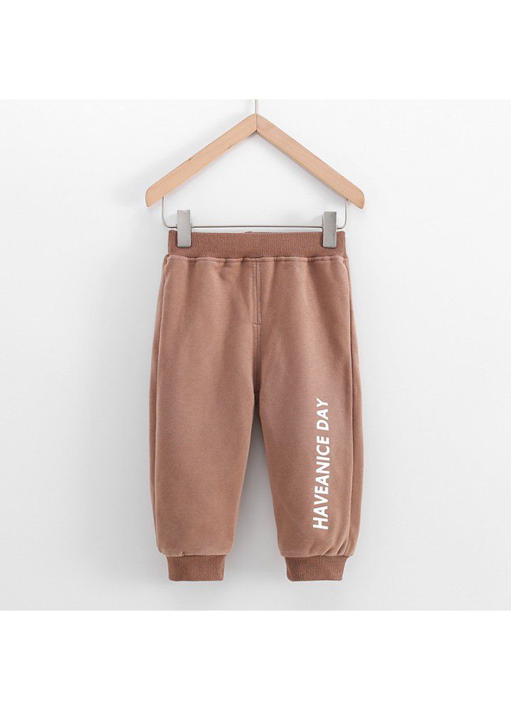 New children's spring and autumn sports pants solid color leisure sports pants Korean loose pants for boys and girls 