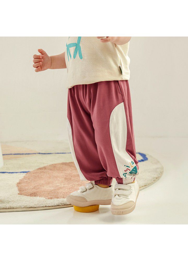 Amila girls' sports pants 2021 summer thin children's leisure pants female baby foreign style baby mosquito proof pants 