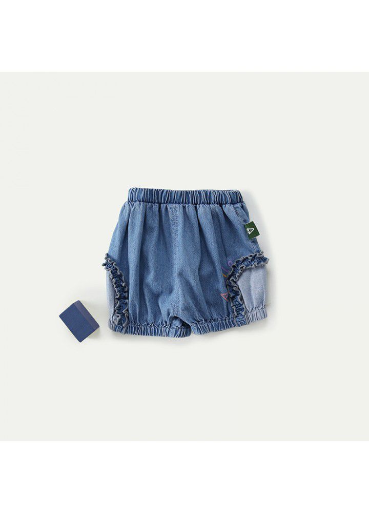 Amila children's printed shorts summer girls' exotic flower bud Pants Girls' wide leg shorts 