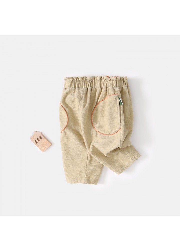 Amila children's 2021 spring new baby cotton comfortable fashion versatile corduroy casual pants 