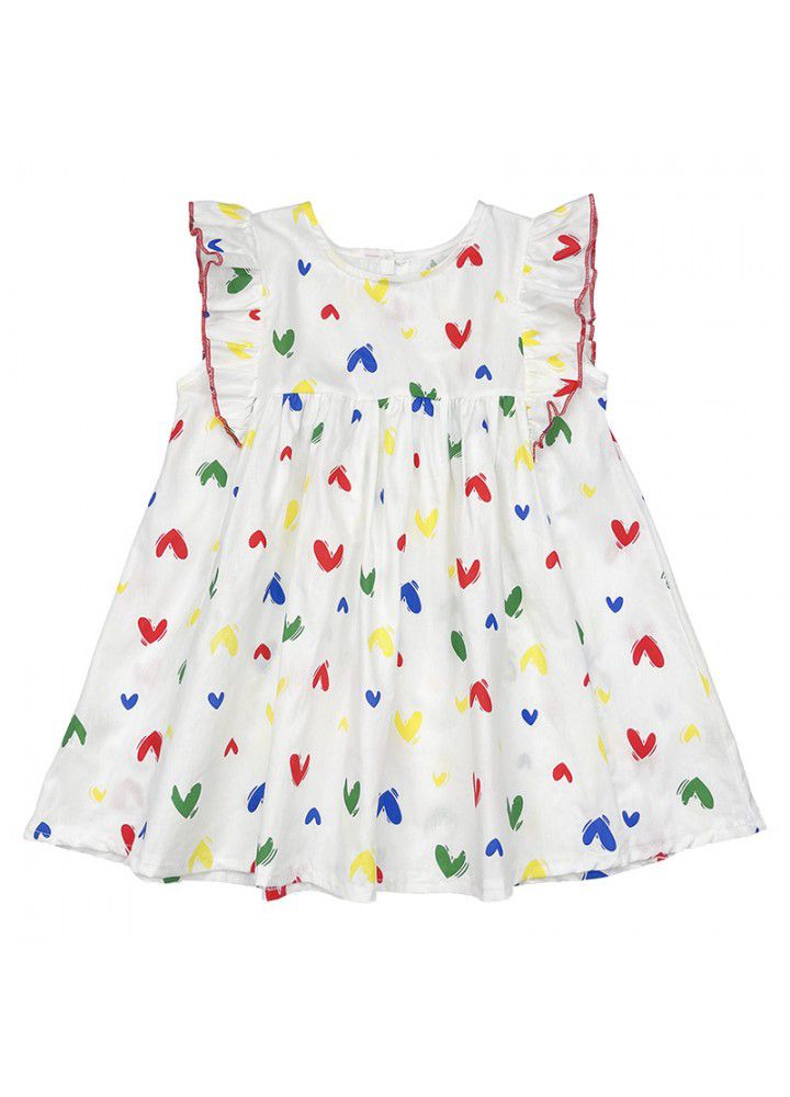 Girls' summer dress 2021 new children's Korean love print sleeveless skirt 