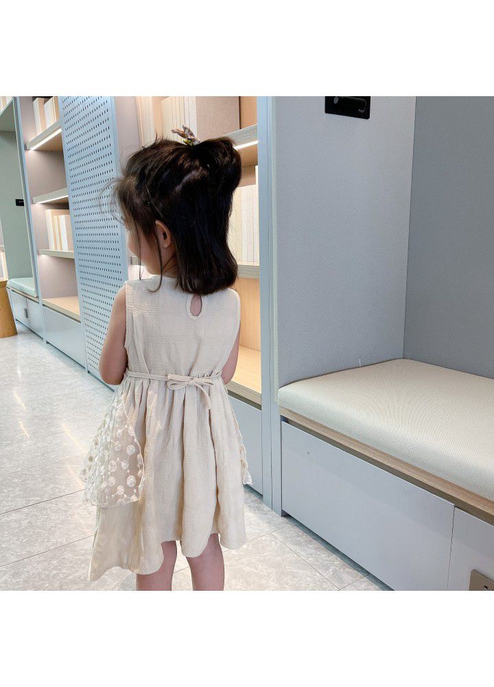 Girls' dress 2021 summer new detachable mesh shawl princess skirt sweet foreign style children's dress 