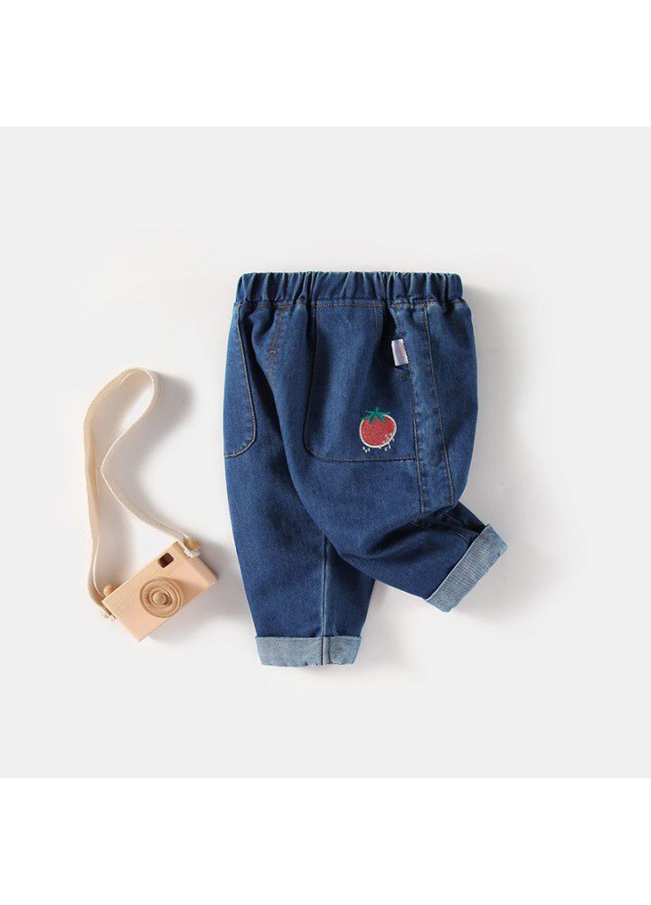 Amila children's wear 2021 new autumn dress baby girl jeans girl pants foreign style spring and autumn trousers