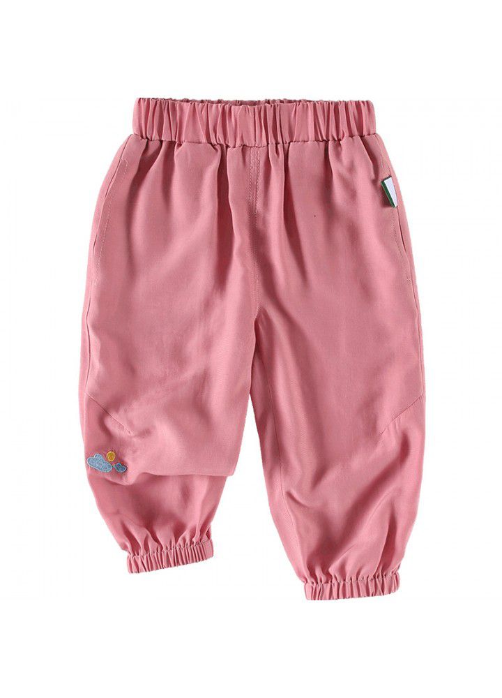 Amila Amila children's clothing baby anti mosquito pants summer 2021 new girls' light pants children's casual pants 