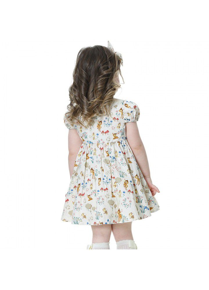 2021 summer new European and American children's Printed Dress Girl's foreign style floral skirt sweet lovely princess skirt cotton